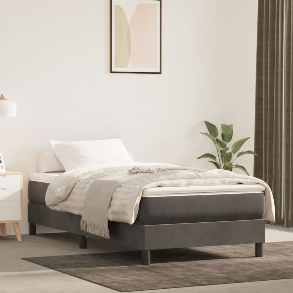 Vidaxl boxspring bed 90x200 cm fluweel donkergrijs