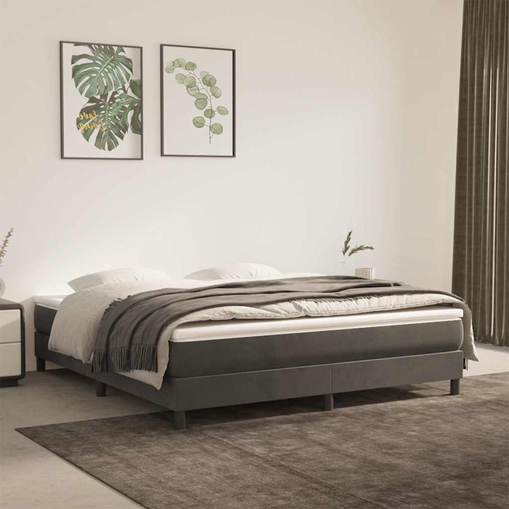 Vidaxl boxspring bed 160x200 cm fluweel donkergrijs