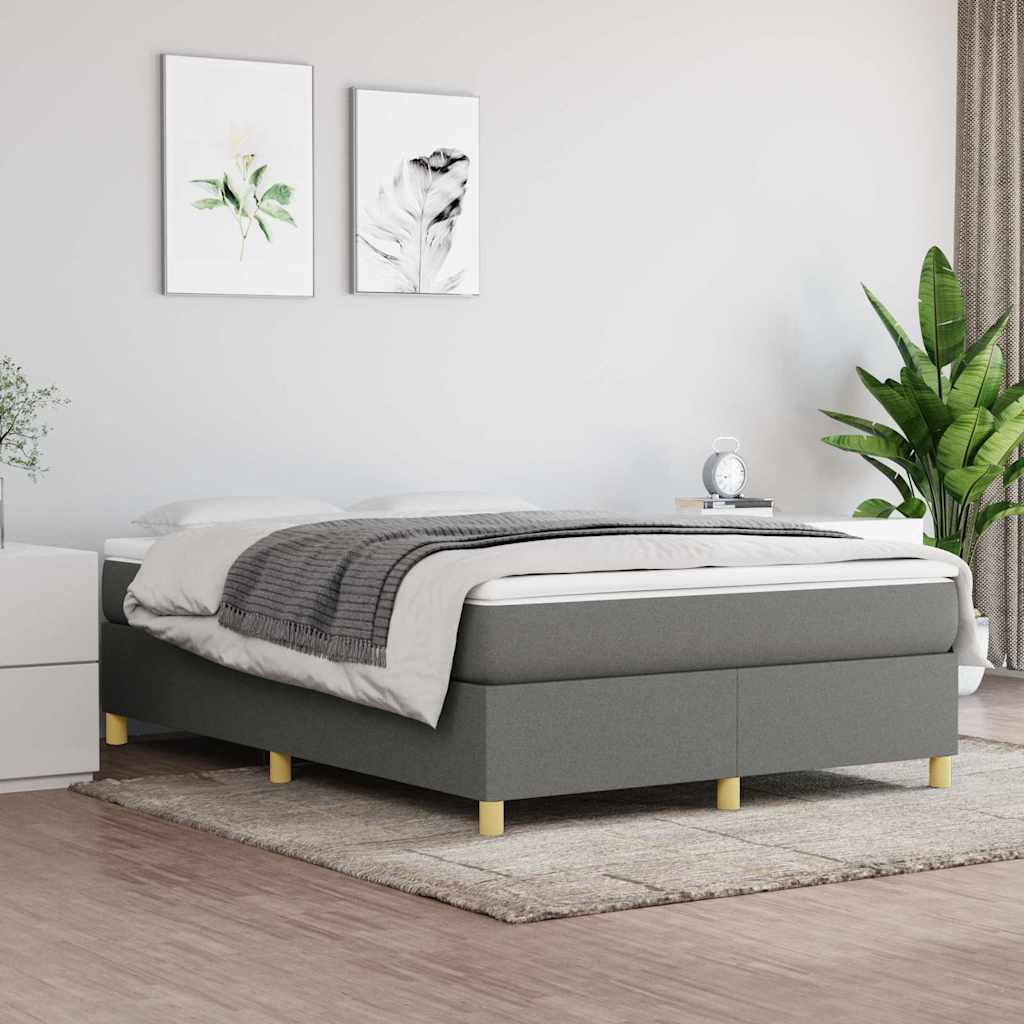 Vidaxl boxspring bed stof donkergrijs 140x200 cm