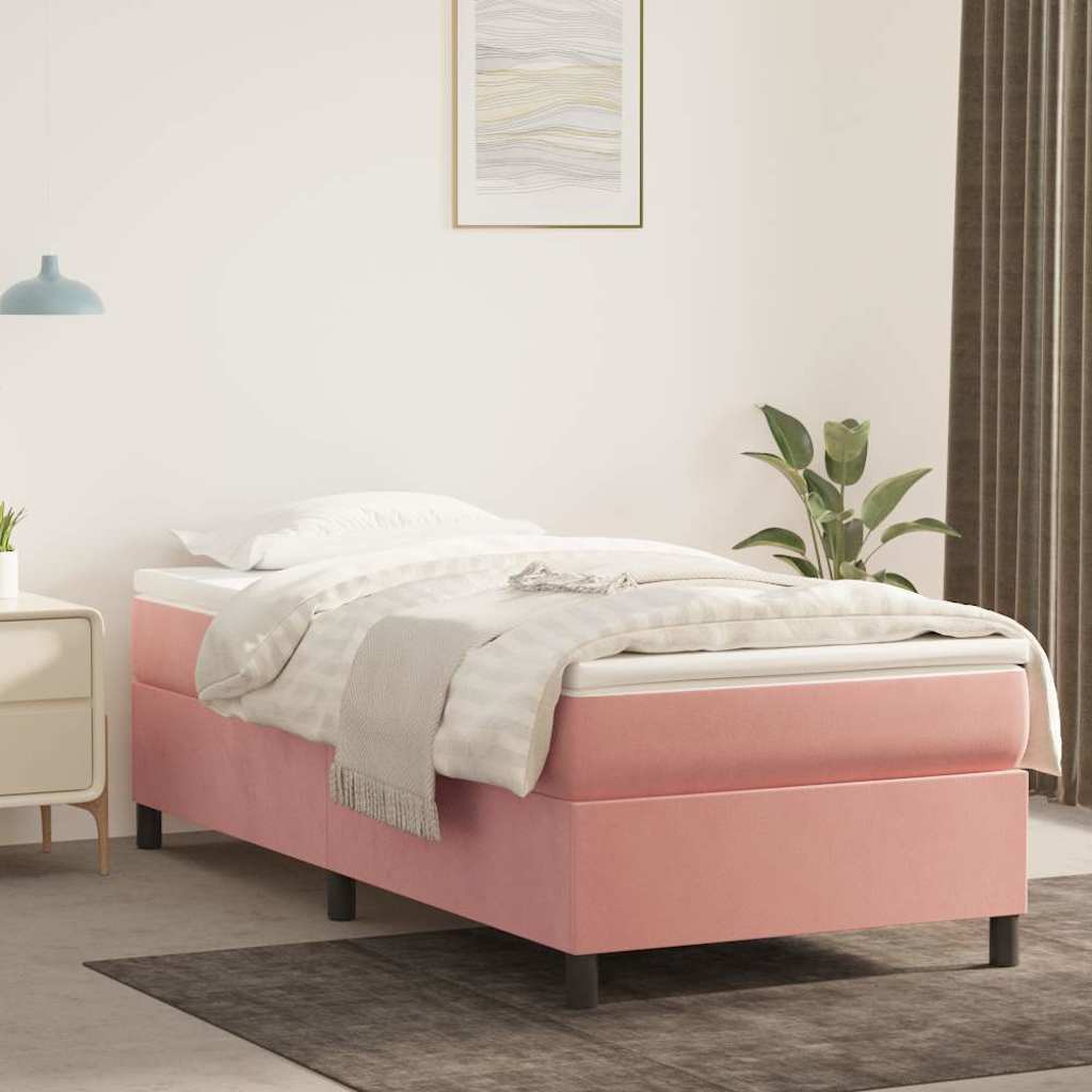 Vidaxl boxspring bed fluweel roze 80x200 cm