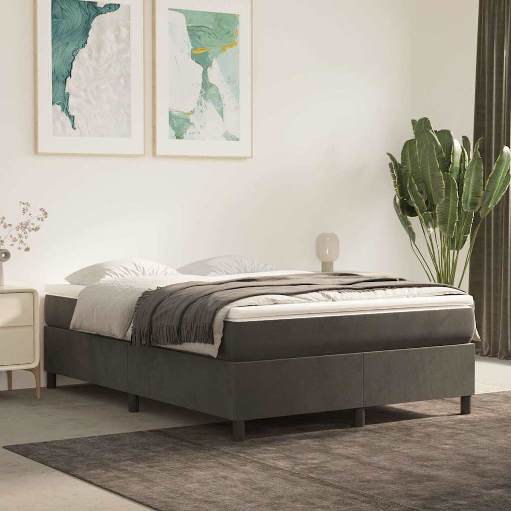 Vidaxl boxspring bed 140x190 cm fluweel donkergrijs