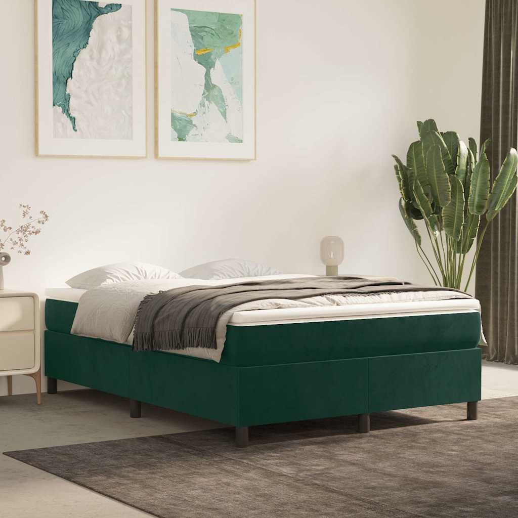 Vidaxl boxspring bed 140x190 cm fluweel donkergroen
