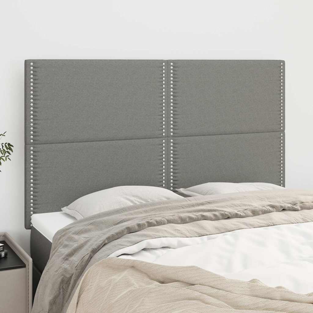 Vidaxl hoofdbord donkergrijs 144x5x118 128 cm stof