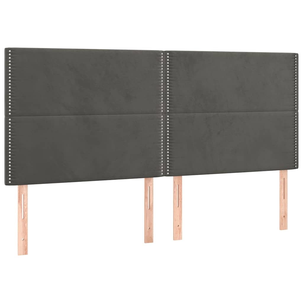 Vidaxl hoofdbord donkergrijs 180x5x118 128 cm fluweel