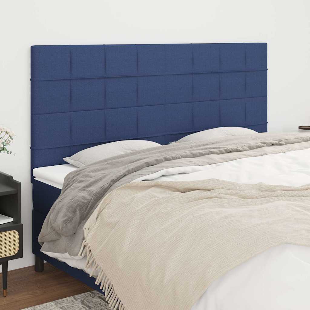 Vidaxl hoofdbord blauw 180x5x118 128 cm stof