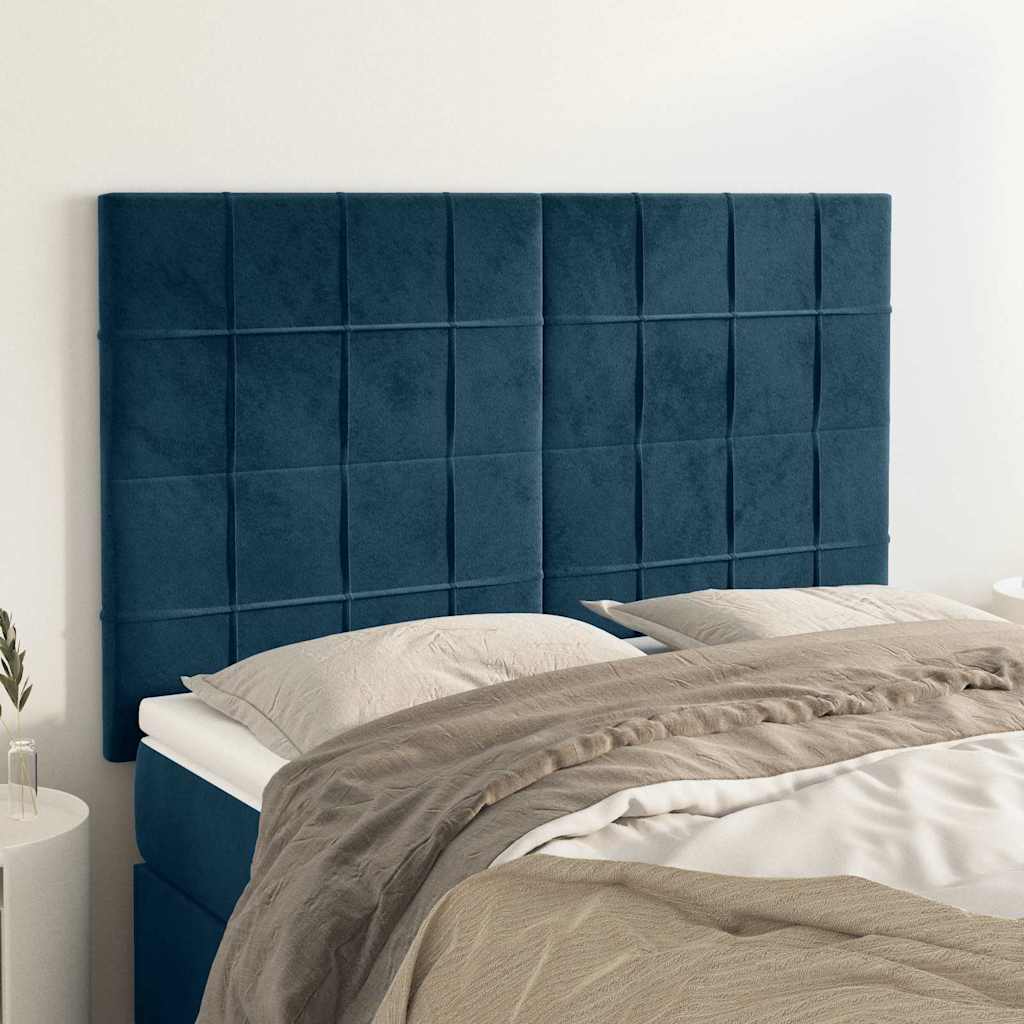 Vidaxl hoofdbord donkerblauw 144x5x118 128 cm fluweel