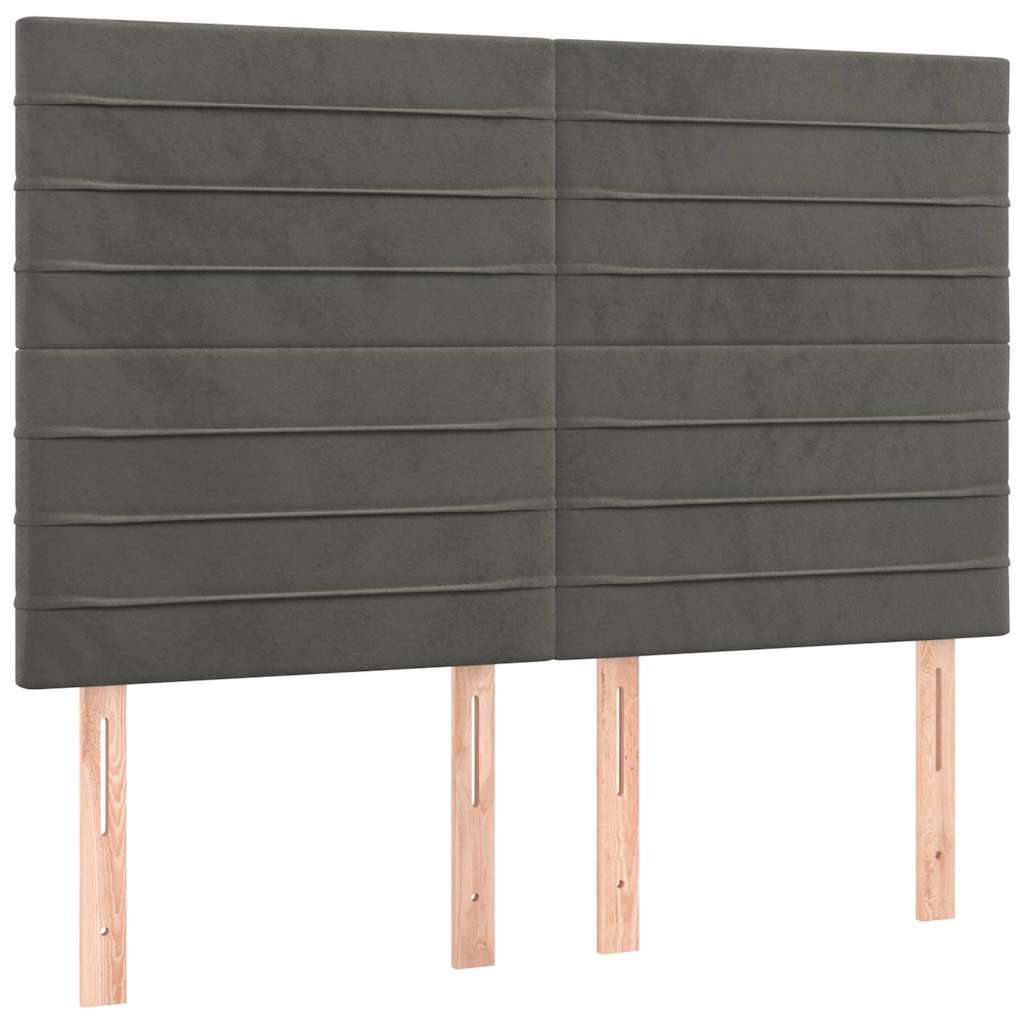 Vidaxl hoofdbord donkergrijs 144x5x118 128 cm fluweel