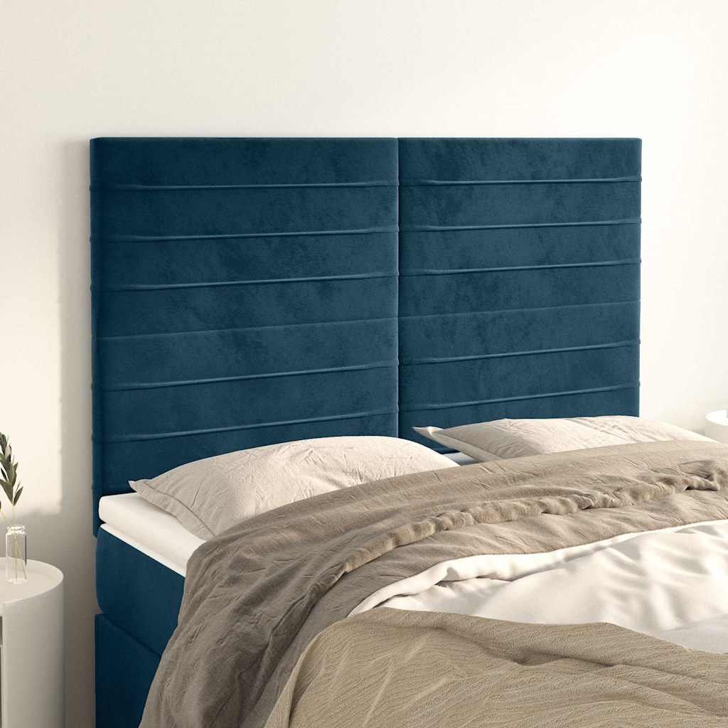 Vidaxl hoofdbord donkerblauw 144x5x118 128 cm fluweel