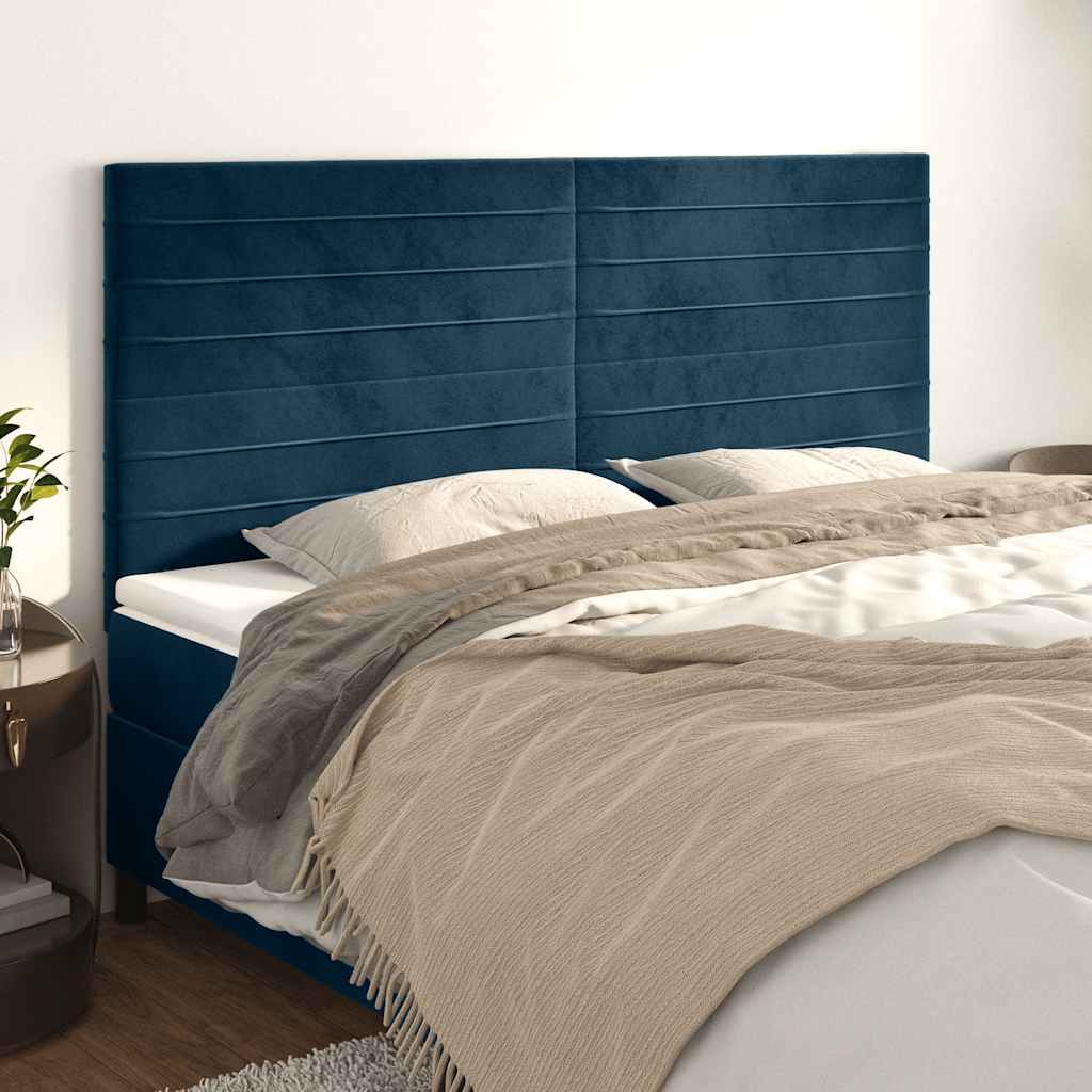 Vidaxl hoofdbord donkerblauw 180x5x118 128 cm fluweel