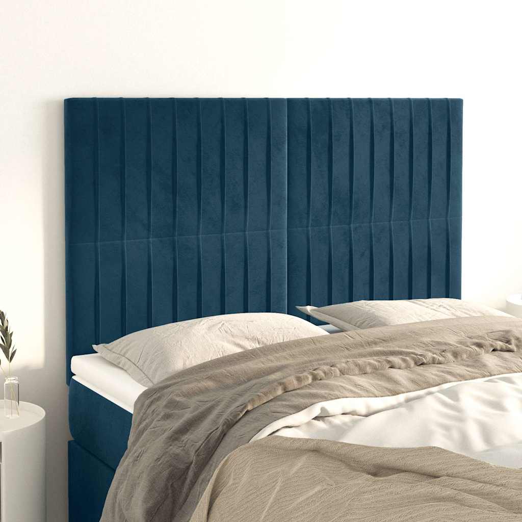 Vidaxl hoofdbord donkerblauw 144x5x118 128 cm fluweel