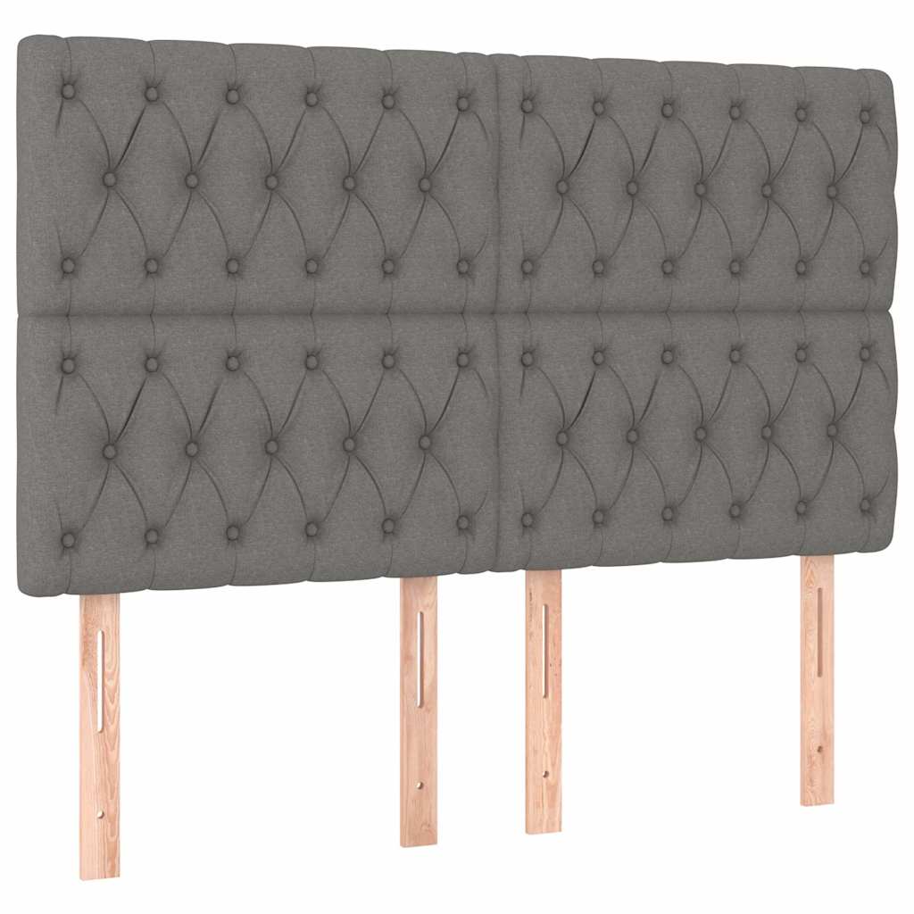 Vidaxl hoofdbord donkergrijs 160x7x118 128 cm stof
