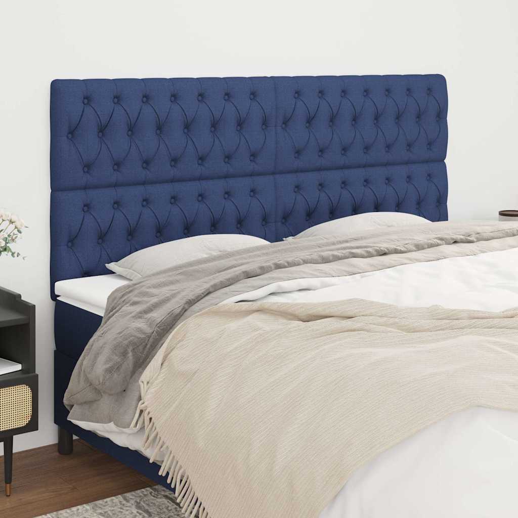 Vidaxl hoofdbord blauw 200x7x118 128 cm stof