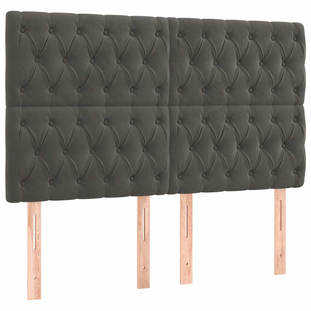 Vidaxl hoofdbord donkergrijs 144x7x118 128 cm fluweel