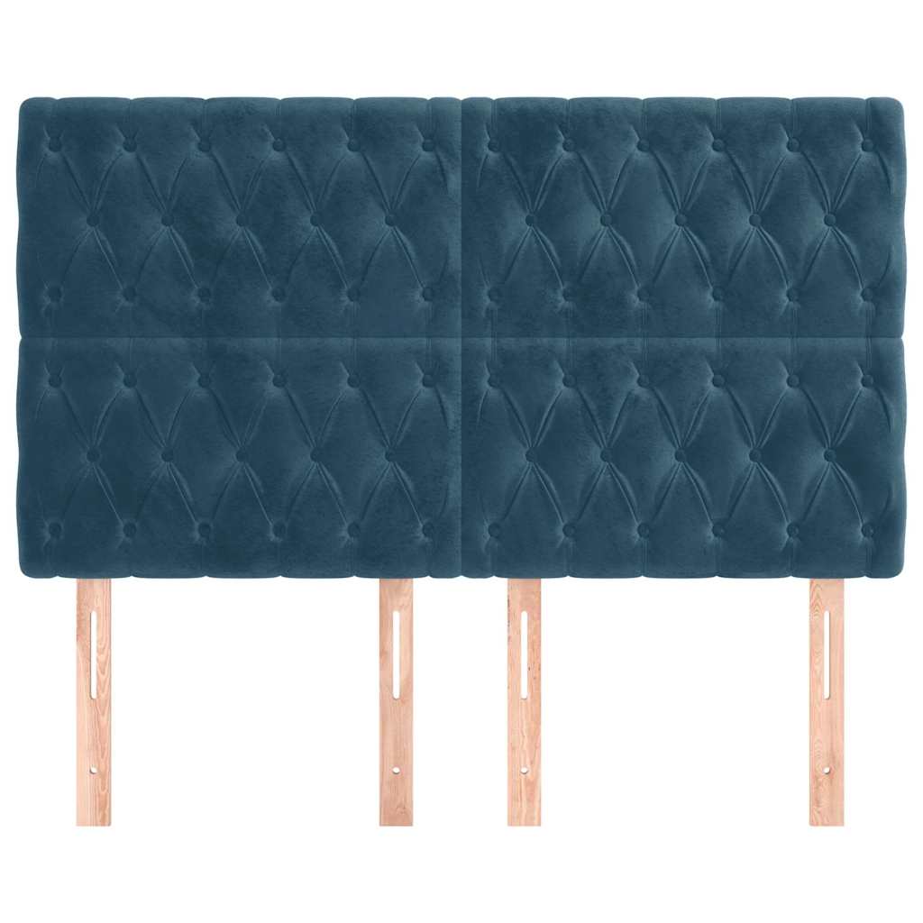 Vidaxl hoofdbord donkerblauw 144x7x118 128 cm fluweel