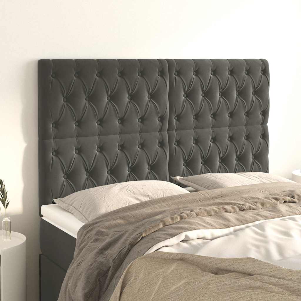 Vidaxl hoofdbord donkergrijs 160x7x118 128 cm fluweel