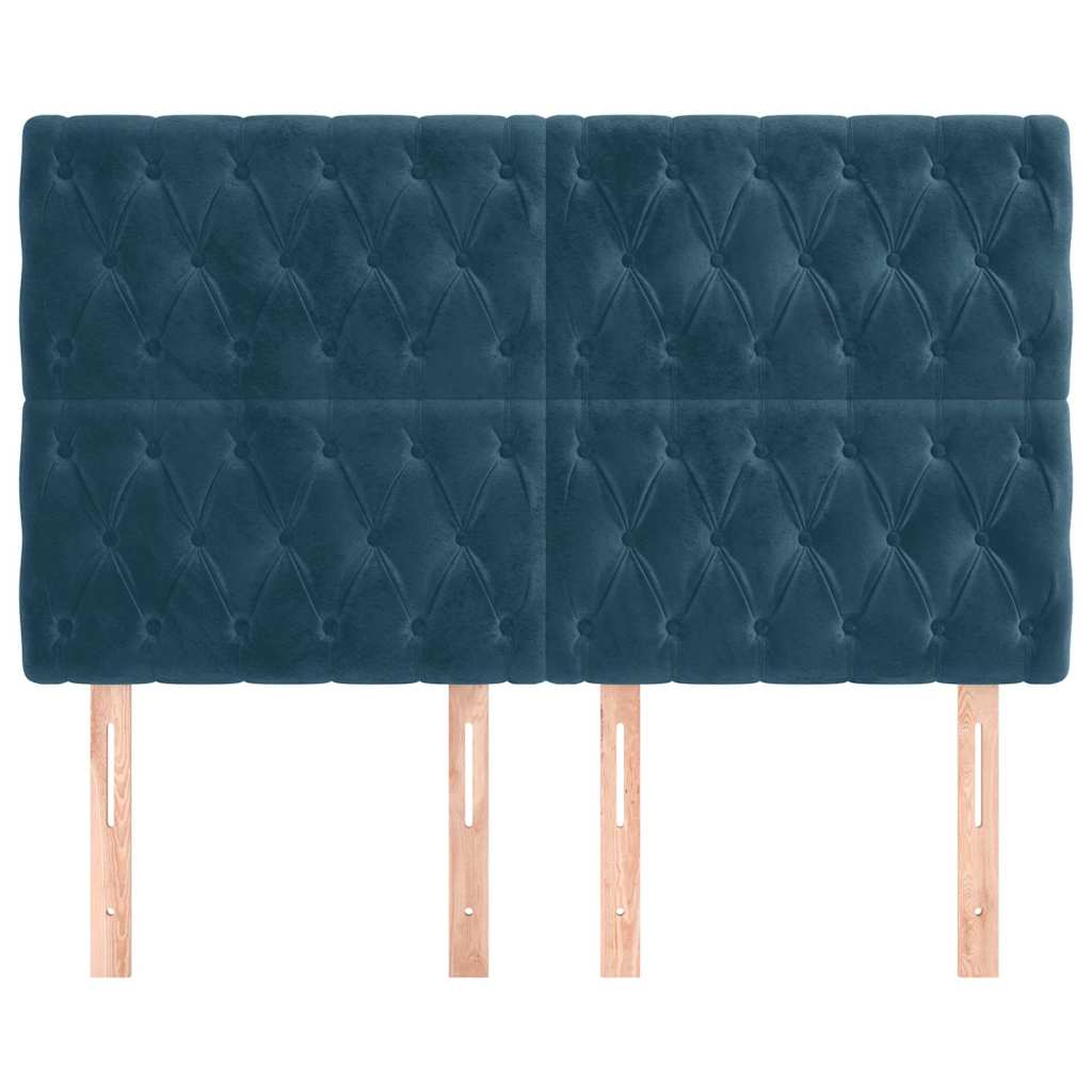 Vidaxl hoofdbord donkerblauw 160x7x118 128 cm fluweel