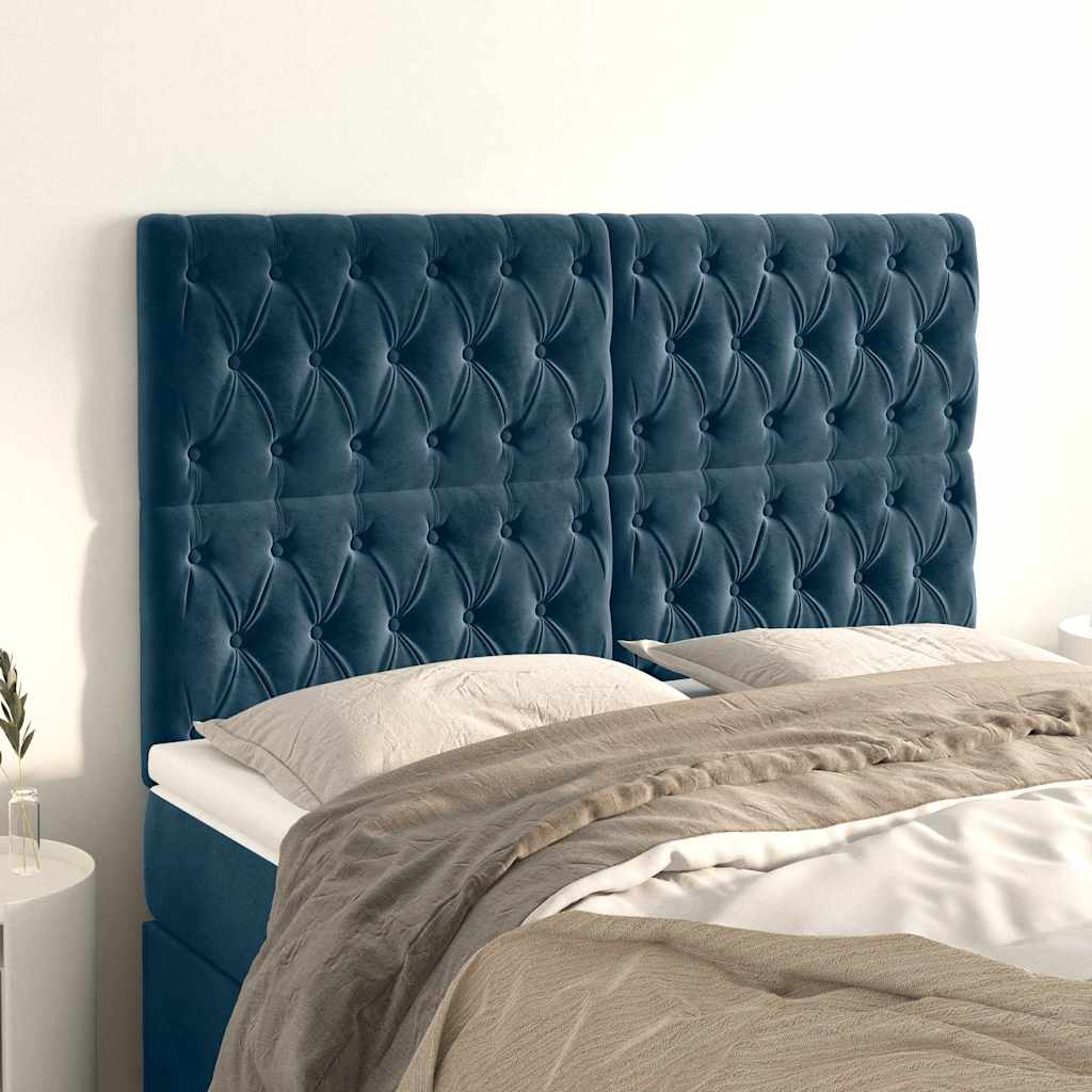Vidaxl hoofdbord donkerblauw 160x7x118 128 cm fluweel