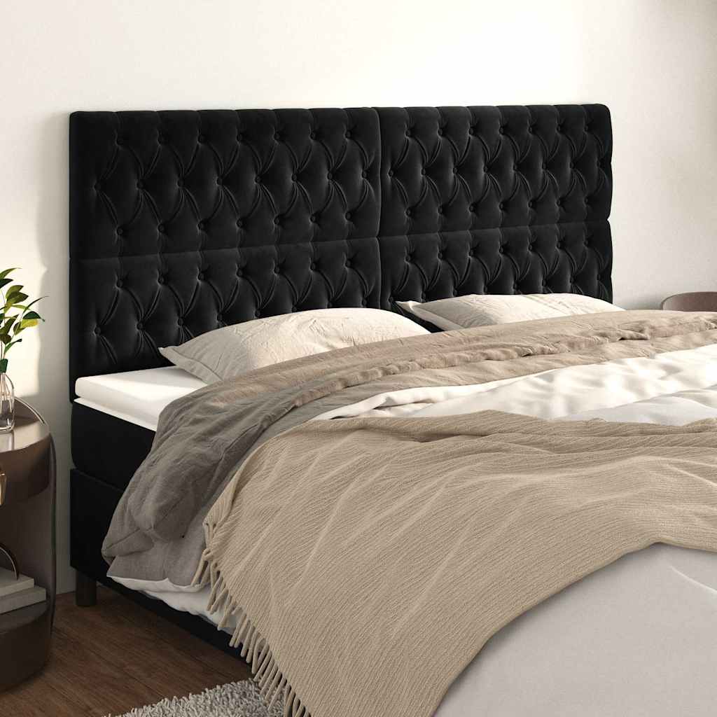 Vidaxl hoofdbord zwart 200x7x118 128 cm fluweel