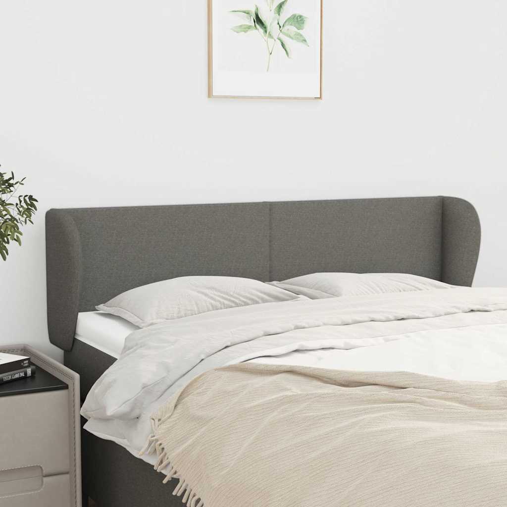Vidaxl hoofdbord met randen 147x23x78 88 cm stof donkergrijs
