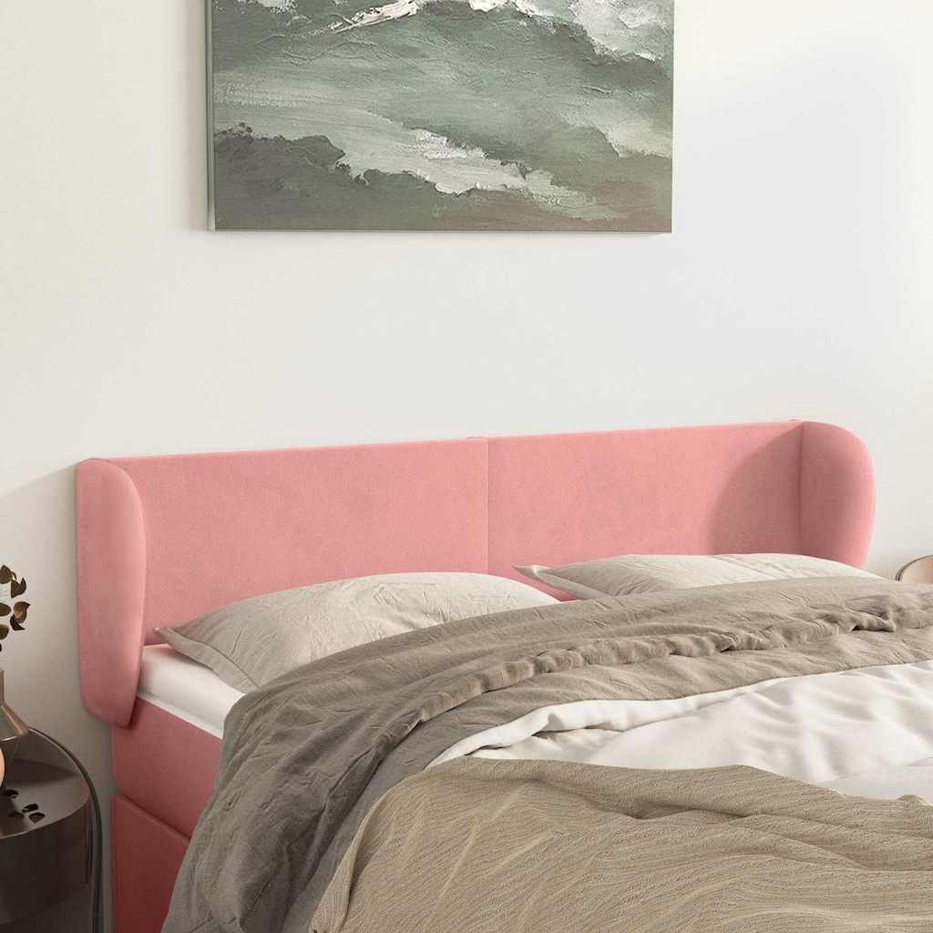 Vidaxl hoofdbord met randen 147x23x78 88 cm fluweel roze