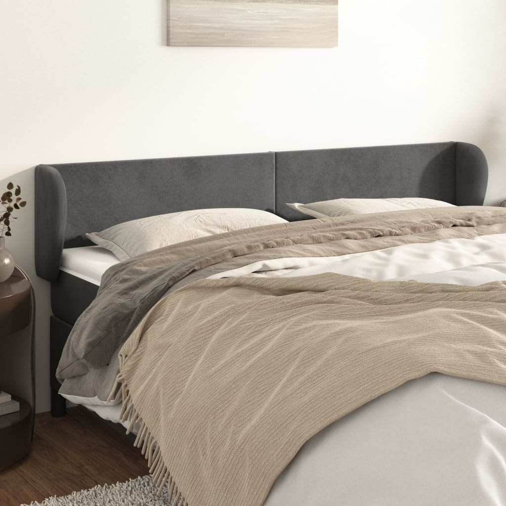 Vidaxl hoofdbord met randen 203x23x78 88 cm fluweel donkergrijs