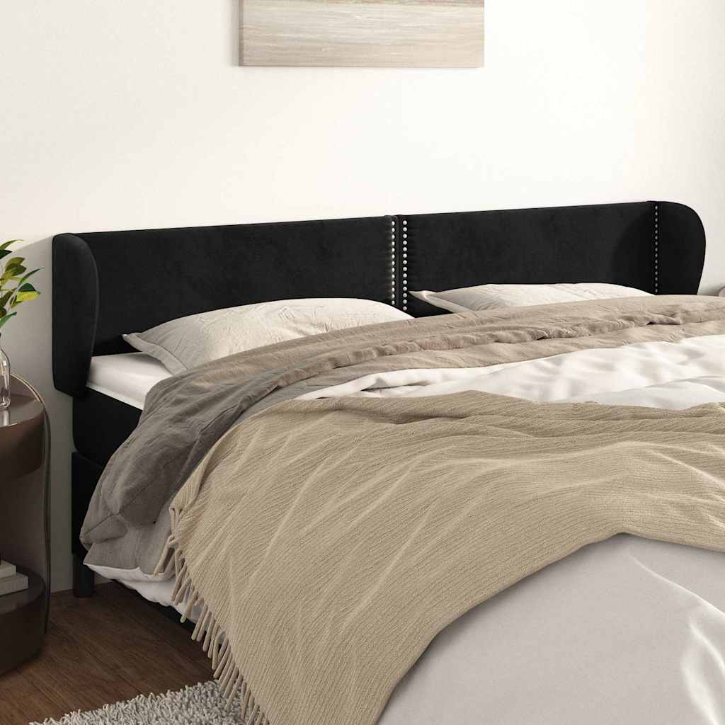 Vidaxl hoofdbord met randen 203x23x78 88 cm fluweel zwart
