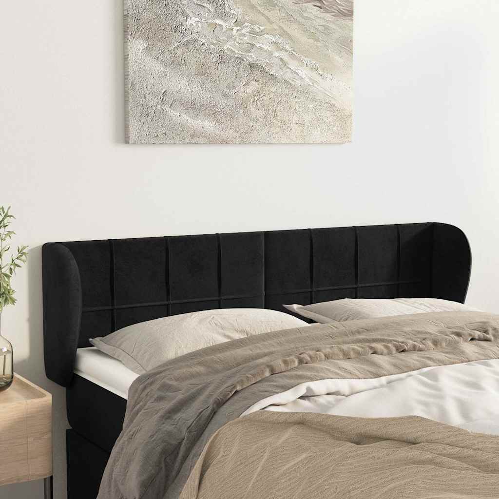 Vidaxl hoofdbord met randen 147x23x78 88 cm fluweel zwart