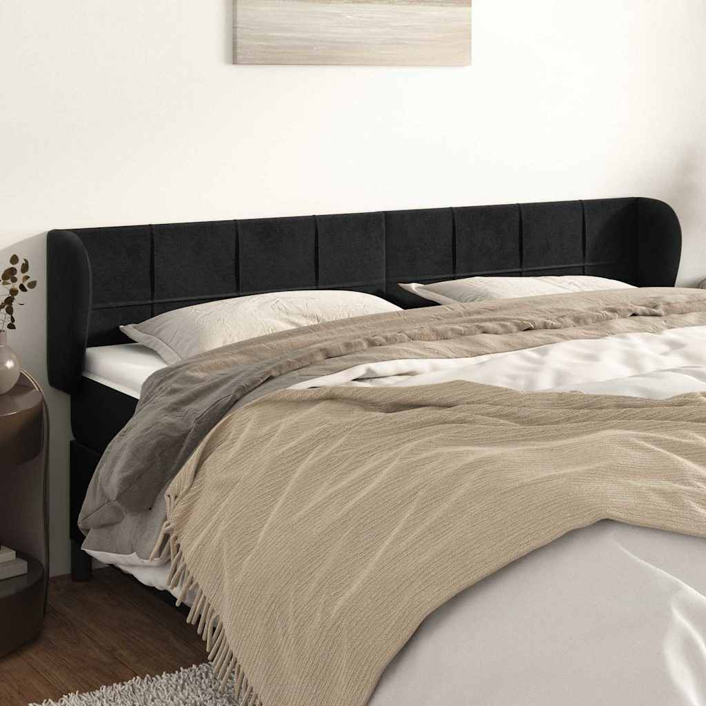 Vidaxl hoofdbord met randen 163x23x78 88 cm fluweel zwart