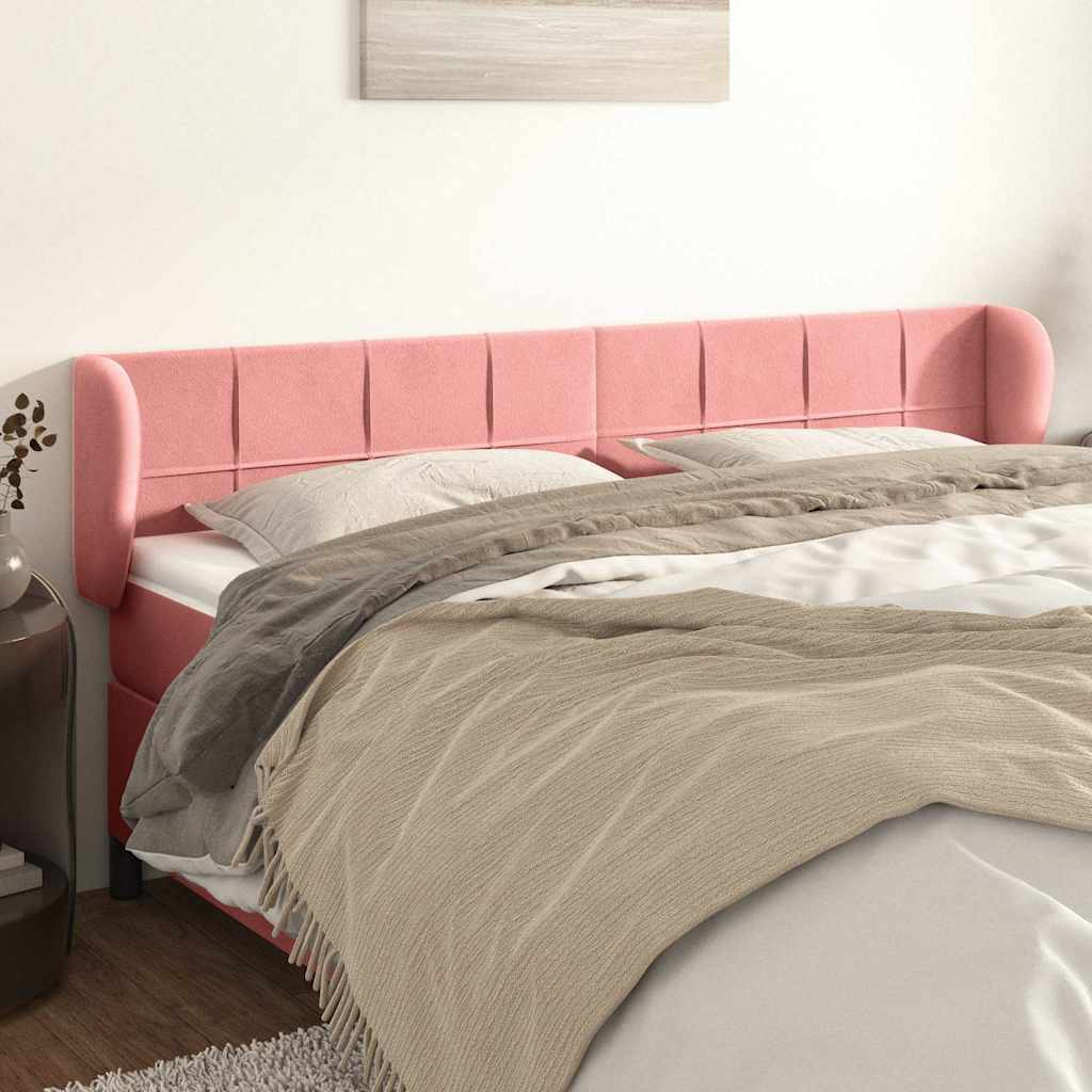 Vidaxl hoofdbord met randen 163x23x78 88 cm fluweel roze