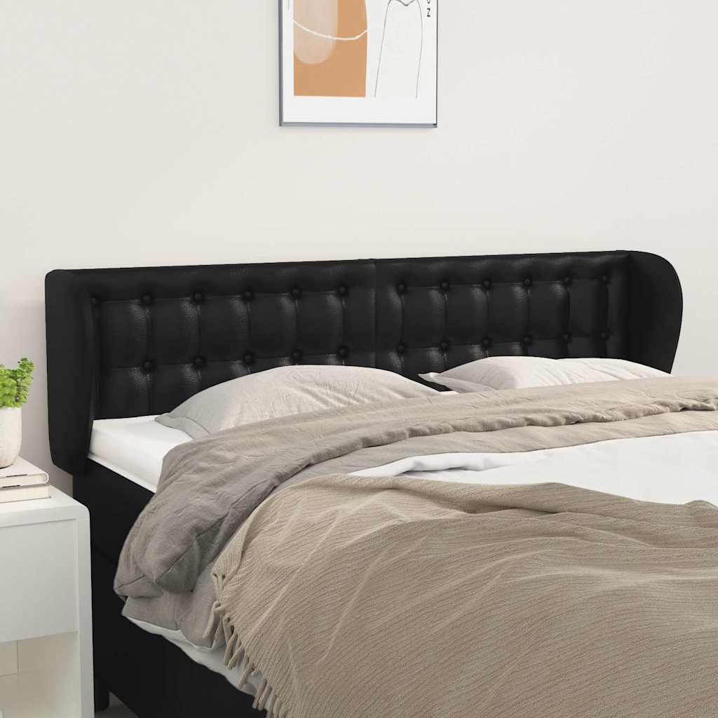 Vidaxl hoofdbord met randen 147x23x78 88 cm kunstleer zwart
