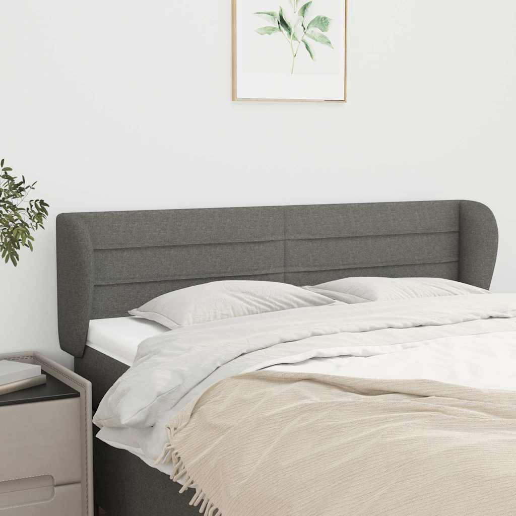 Vidaxl hoofdbord met randen 147x23x78 88 cm stof donkergrijs