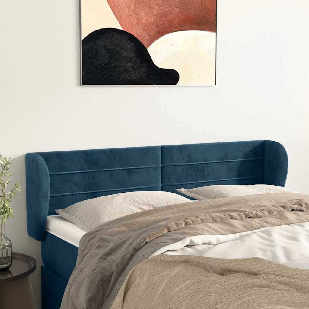 Vidaxl hoofdbord met randen 147x23x78 88 cm fluweel donkerblauw