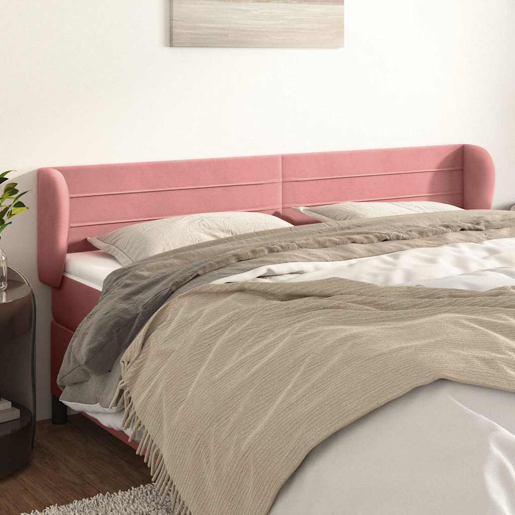 Vidaxl hoofdbord met randen 163x23x78 88 cm fluweel roze