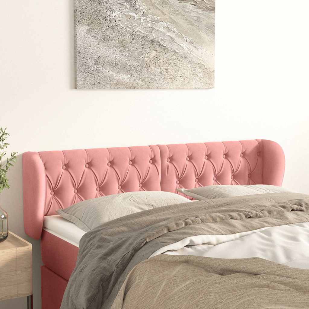 Vidaxl hoofdbord met randen 147x23x78 88 cm fluweel roze