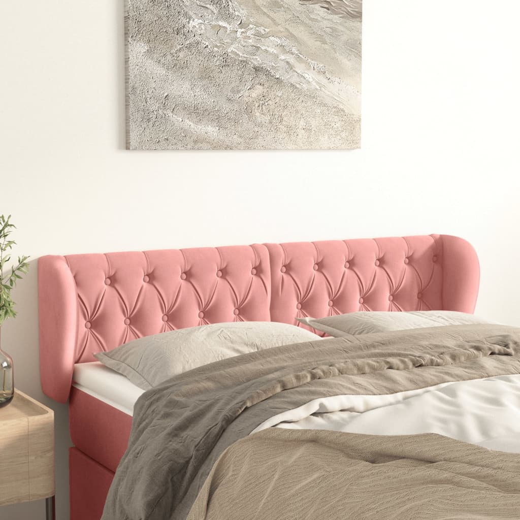 Vidaxl hoofdbord met randen 163x23x78 88 cm fluweel roze