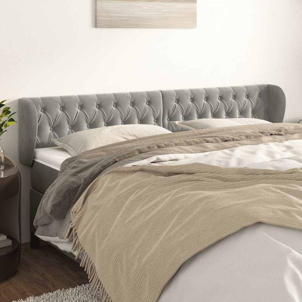Vidaxl hoofdbord met randen 183x23x78 88 cm fluweel lichtgrijs