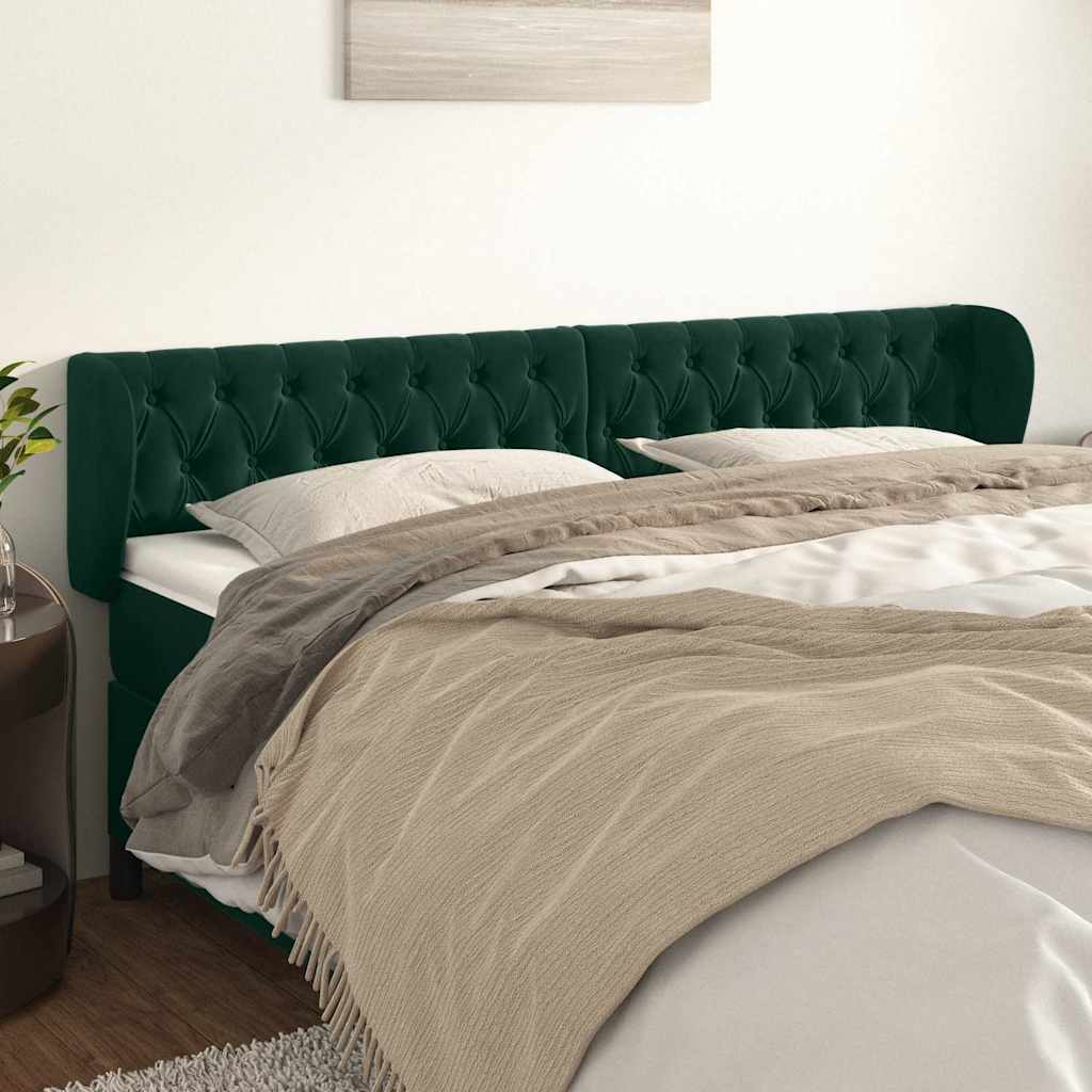 Vidaxl hoofdbord met randen 183x23x78 88 cm fluweel donkergroen