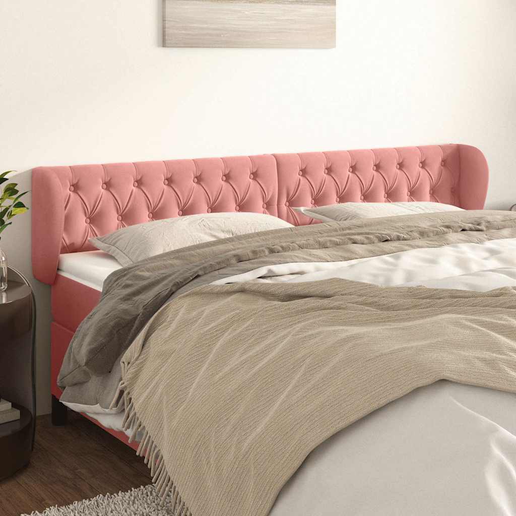 Vidaxl hoofdbord met randen 203x23x78 88 cm fluweel roze