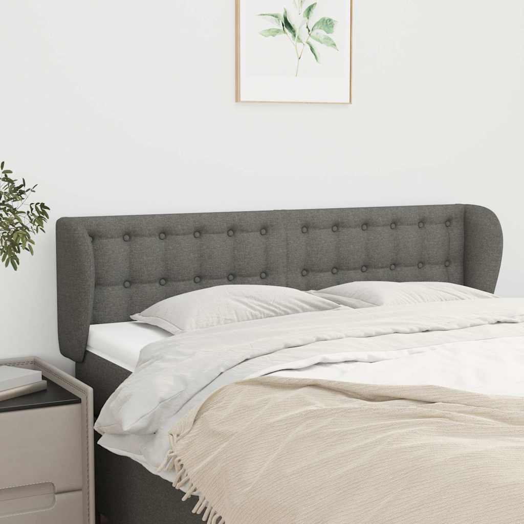 Vidaxl hoofdbord met randen 147x23x78 88 cm stof donkergrijs