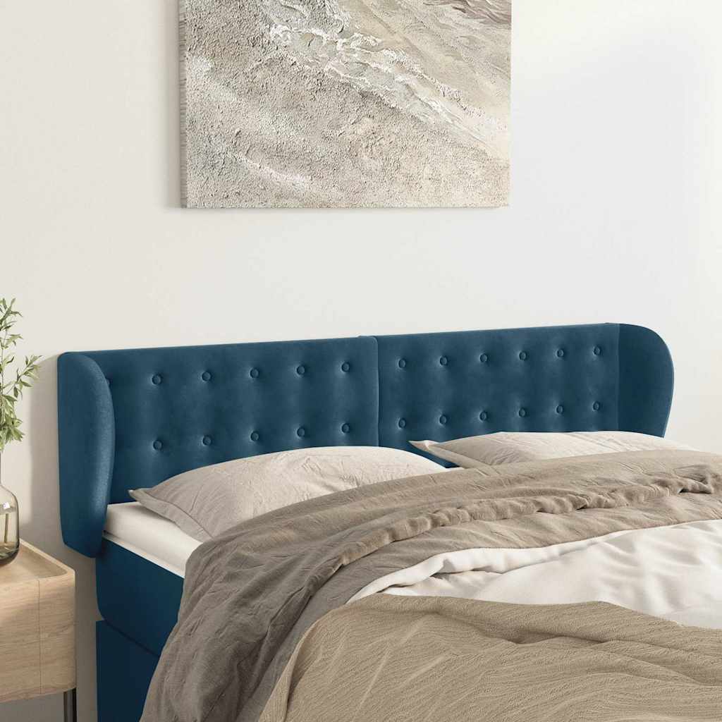 Vidaxl hoofdbord met randen 147x23x78 88 cm fluweel donkerblauw