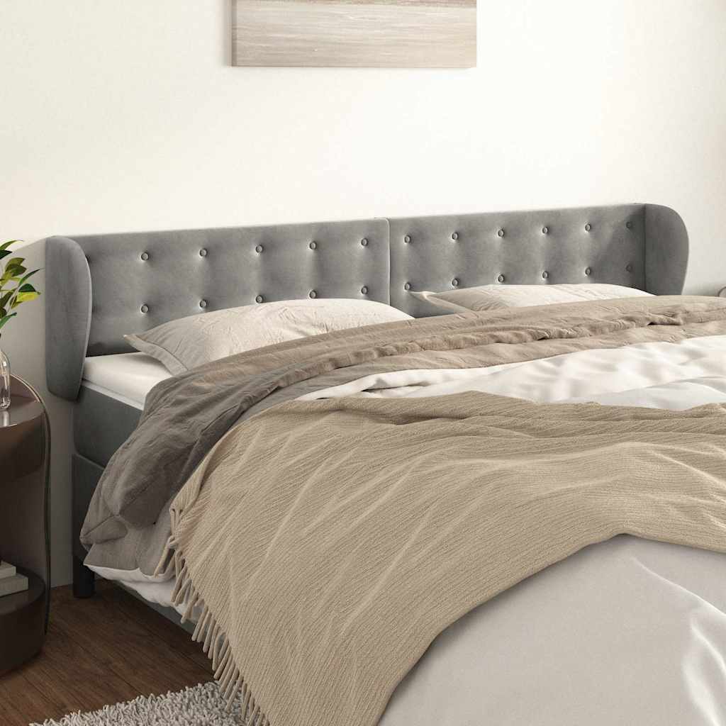 Vidaxl hoofdbord met randen 163x23x78 88 cm fluweel lichtgrijs