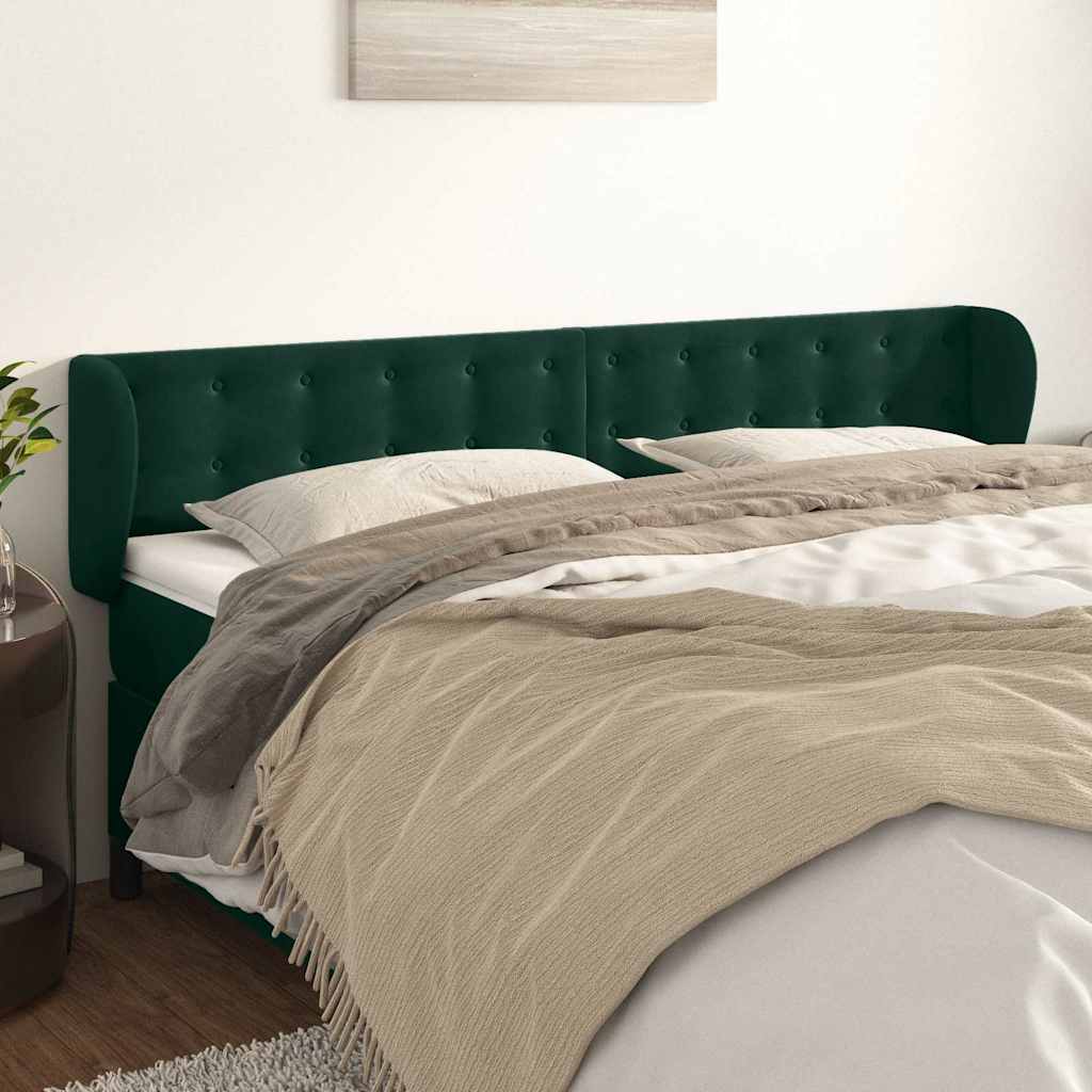 Vidaxl hoofdbord met randen 183x23x78 88 cm fluweel donkergroen