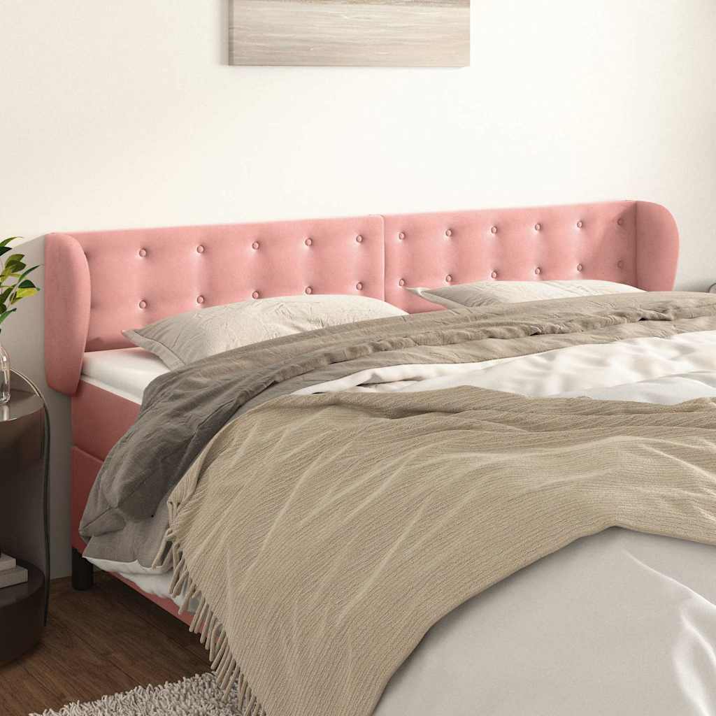 Vidaxl hoofdbord met randen 203x23x78 88 cm fluweel roze