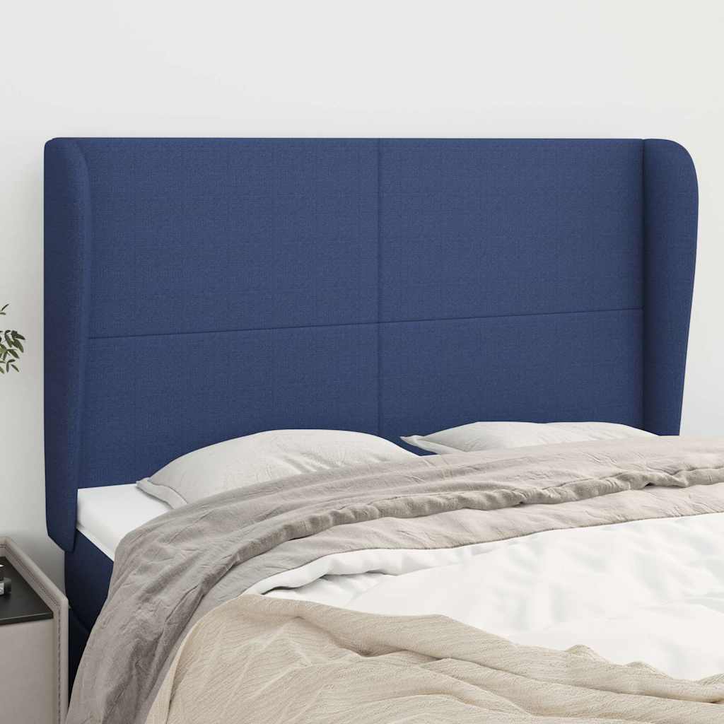 Vidaxl hoofdbord met randen 147x23x118 128 cm stof blauw