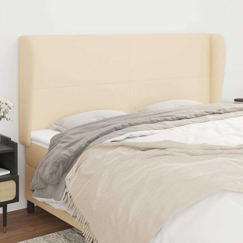 Vidaxl hoofdbord met randen 183x23x118 128 cm stof crèmekleurig