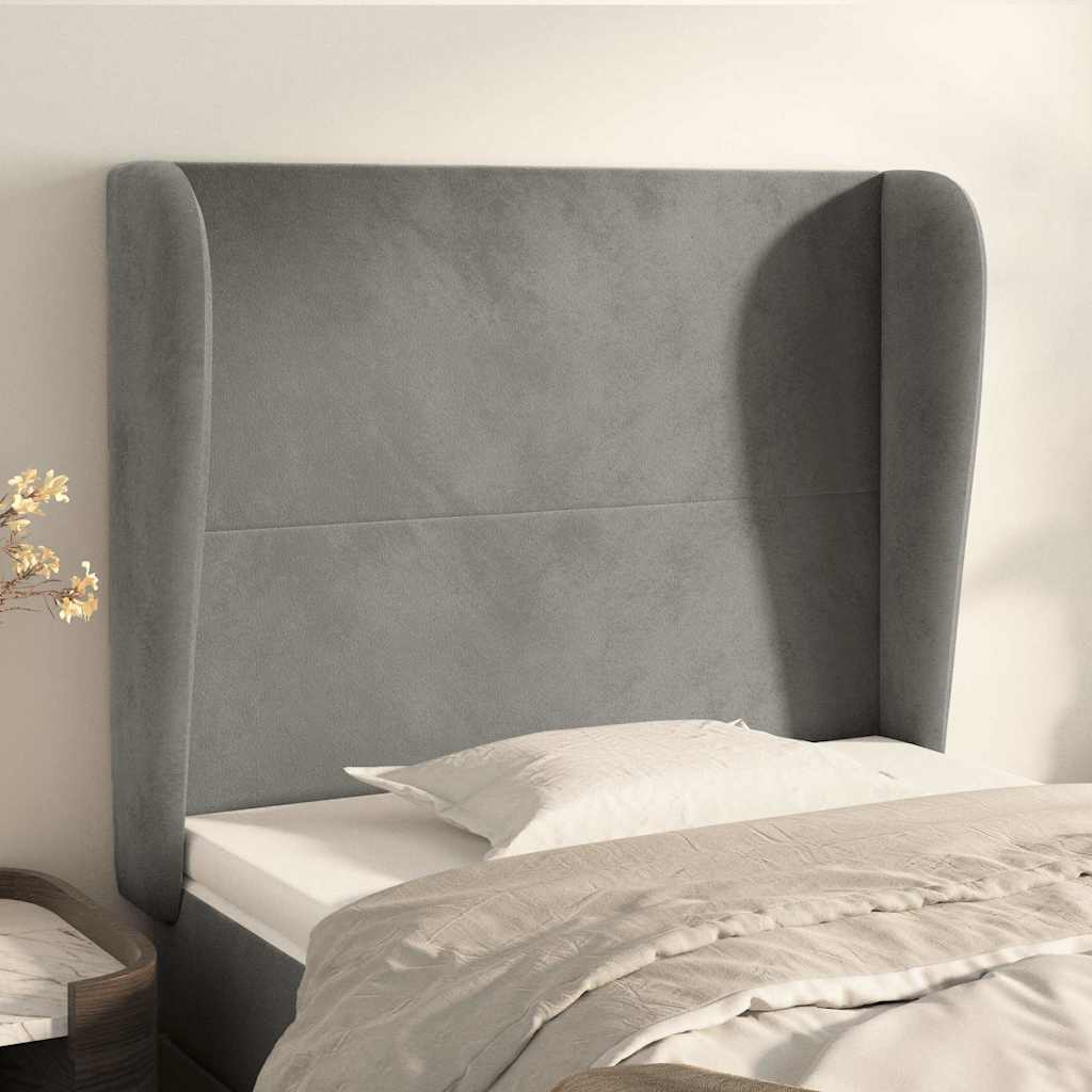 Vidaxl hoofdbord met randen 93x23x118 128 cm fluweel lichtgrijs
