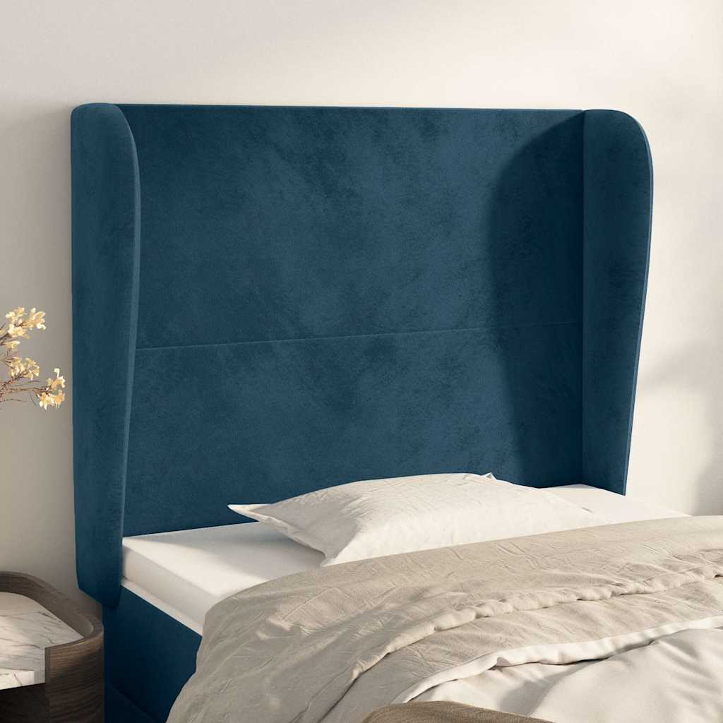 Vidaxl hoofdbord met randen 93x23x118 128 cm fluweel donkerblauw