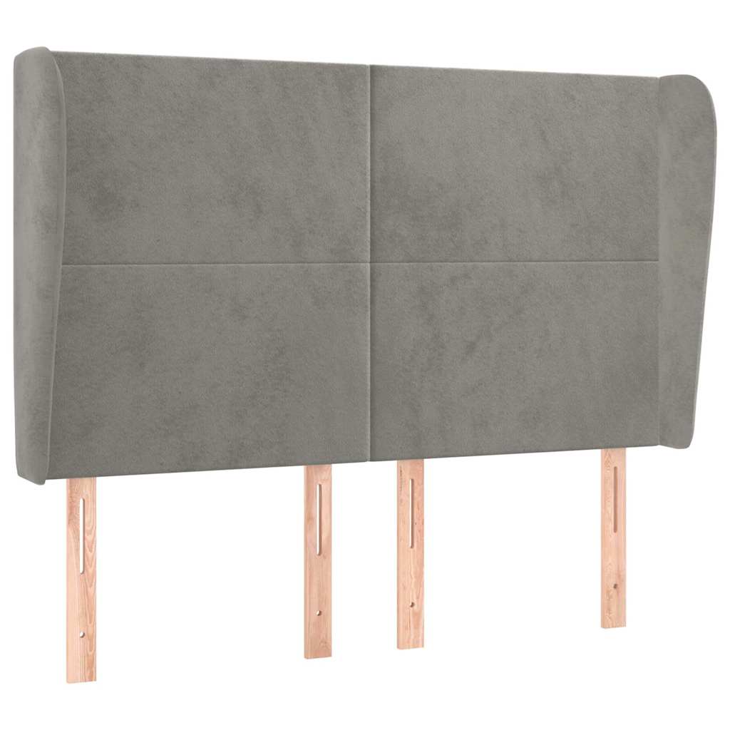 Vidaxl hoofdbord met randen 147x23x118 128 cm fluweel lichtgrijs