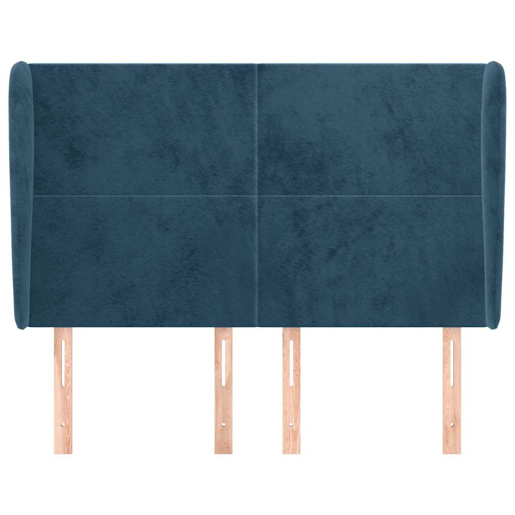 Vidaxl hoofdbord met randen 147x23x118 128 cm fluweel donkerblauw