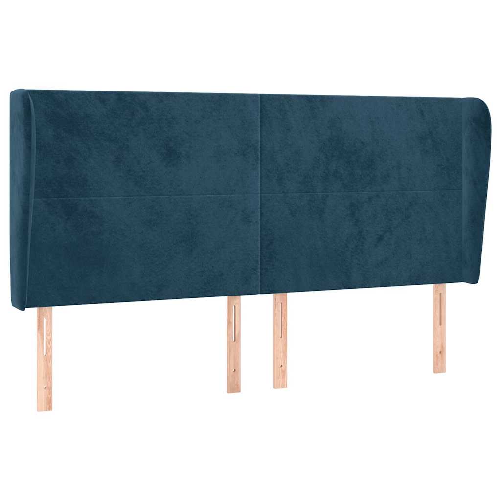 Vidaxl hoofdbord met randen 183x23x118 128 cm fluweel donkerblauw